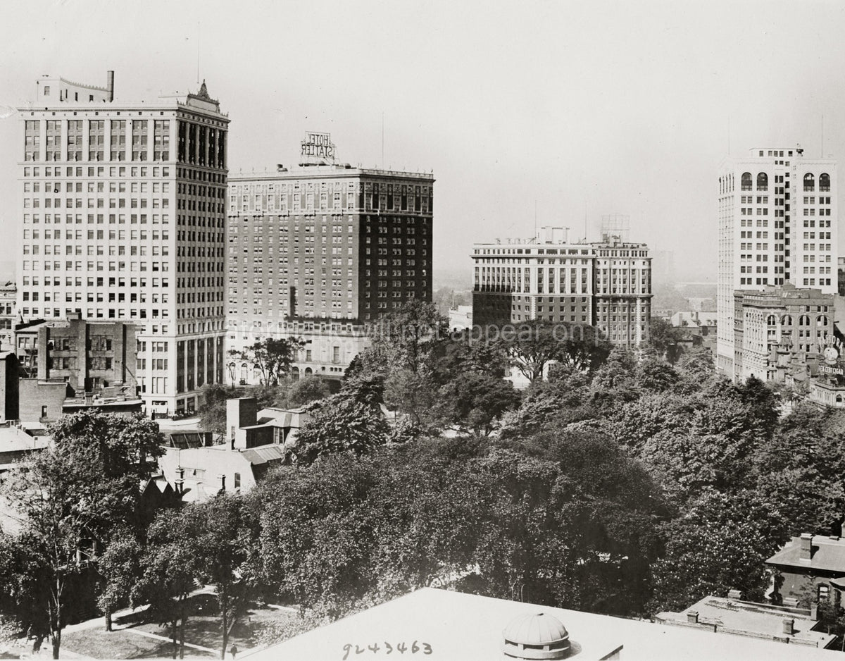 Detroit Grand Circus Park Cityscape Architecture Hotel Statler Vtg. Photo 20thC.