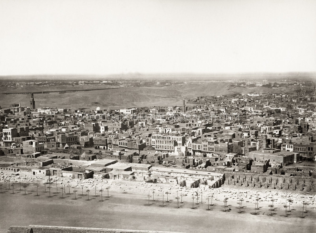 Cairo Egypt Panoramic Cityscape View Pyramids Distance Vtg. Photo 19thC.