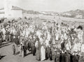 Tangier Morocco Governor's Procession Mosque Crowd Tents Vtg. Photo 20thC.