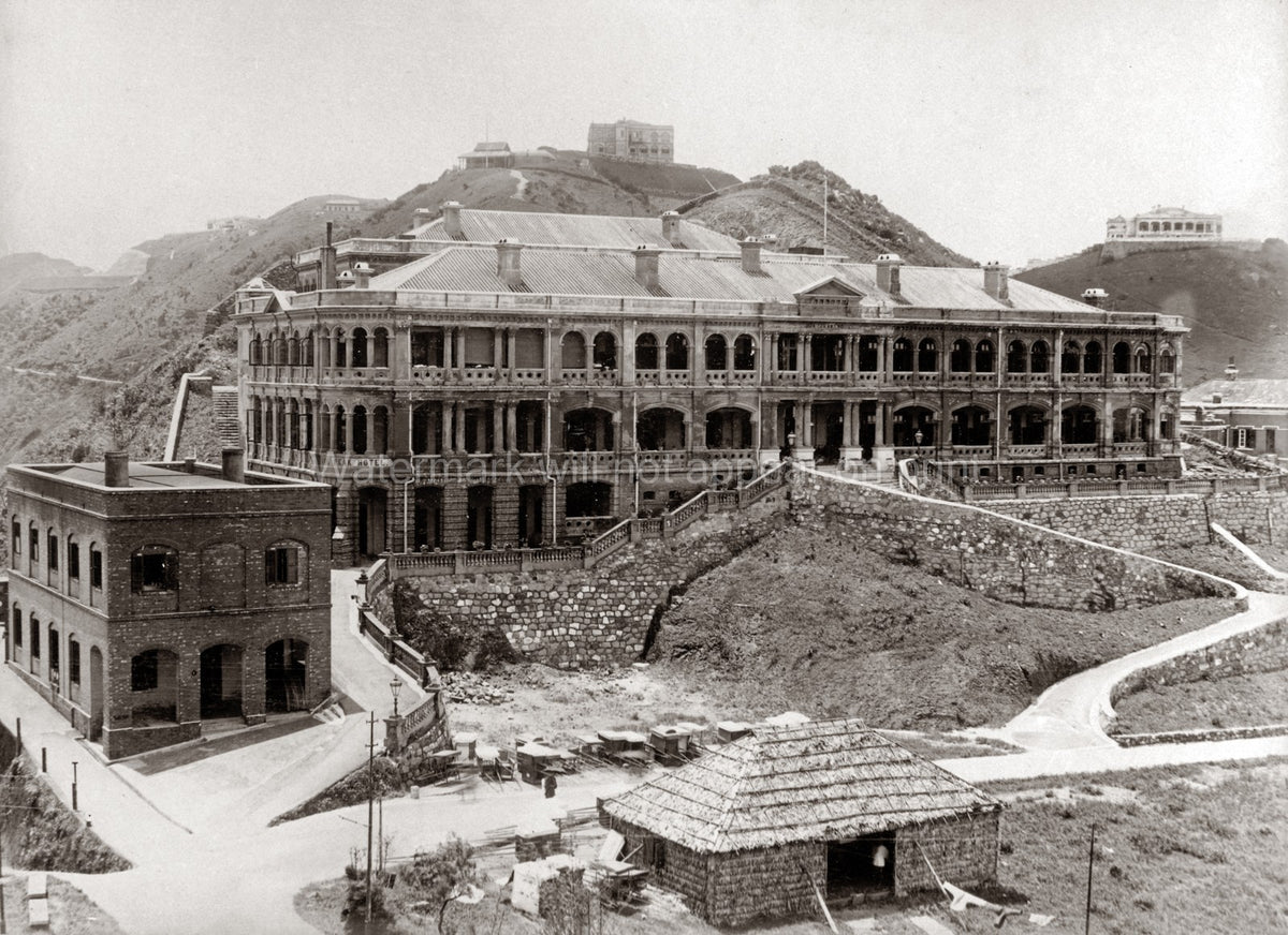 Hong Kong Peak Hotel Colonial Architecture Hillside View Vtg. Photo 20thC.