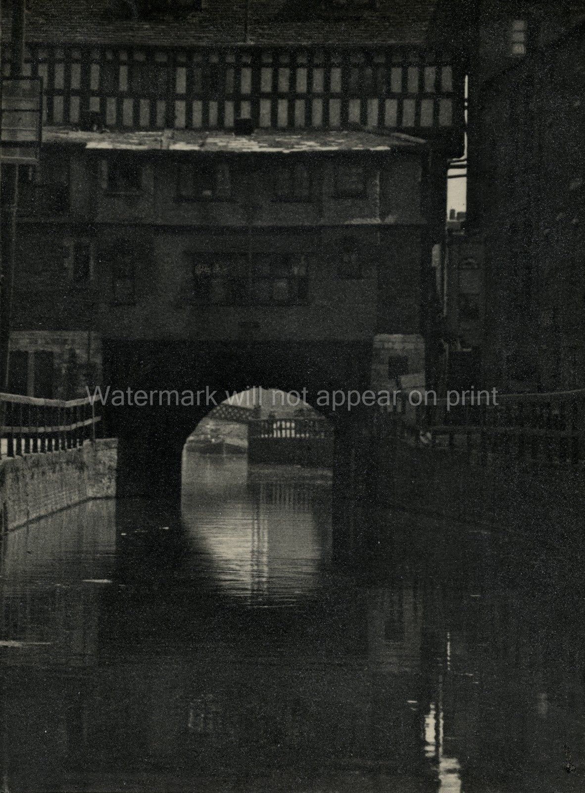 Lincoln England High Bridge River Witham Tudor Architecture Vtg. Photo 20thC.