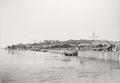 Wuchang Wuhan China Waterfront River Cityscape Boats Crowd Vtg. Photo 19thC.