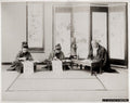 Japanese Teacher And Pupils In Writing Class Calligraphy Vtg. Photo 19thC.