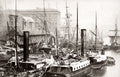 London England Fresh Wharf Ships Harbor Docks Masts Vtg. Photo 19thC.