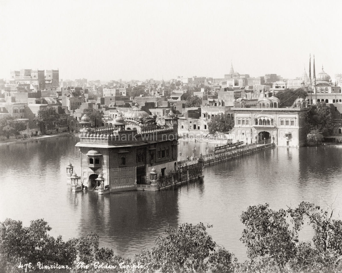 Amritsar India Golden Temple Sikh Harmandir Sahib Lake Vtg. Photo 19thC.