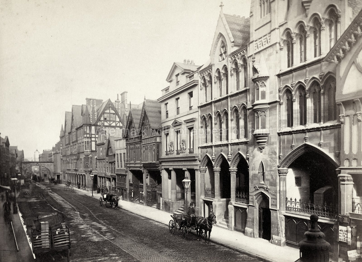 Chester Historic City Centre Street Scene Tudor Gothic Rows Vtg. Photo 19thC.