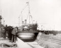 Belfast RMS Teutonic White Star Line Ship Launch Graving Dock Vtg. Photo 19thC.