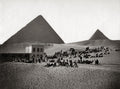 British Army Regiment At Giza Pyramids Egypt Soldiers Desert Vtg. Photo 19thC.