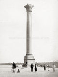 Pompey's Pillar Alexandria Egypt Column Monument People Donkey Vtg. Photo 19thC.