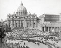 St Peter's Square Vatican City Rome Italy Crowd Basilica Vtg. Photo 19thC.