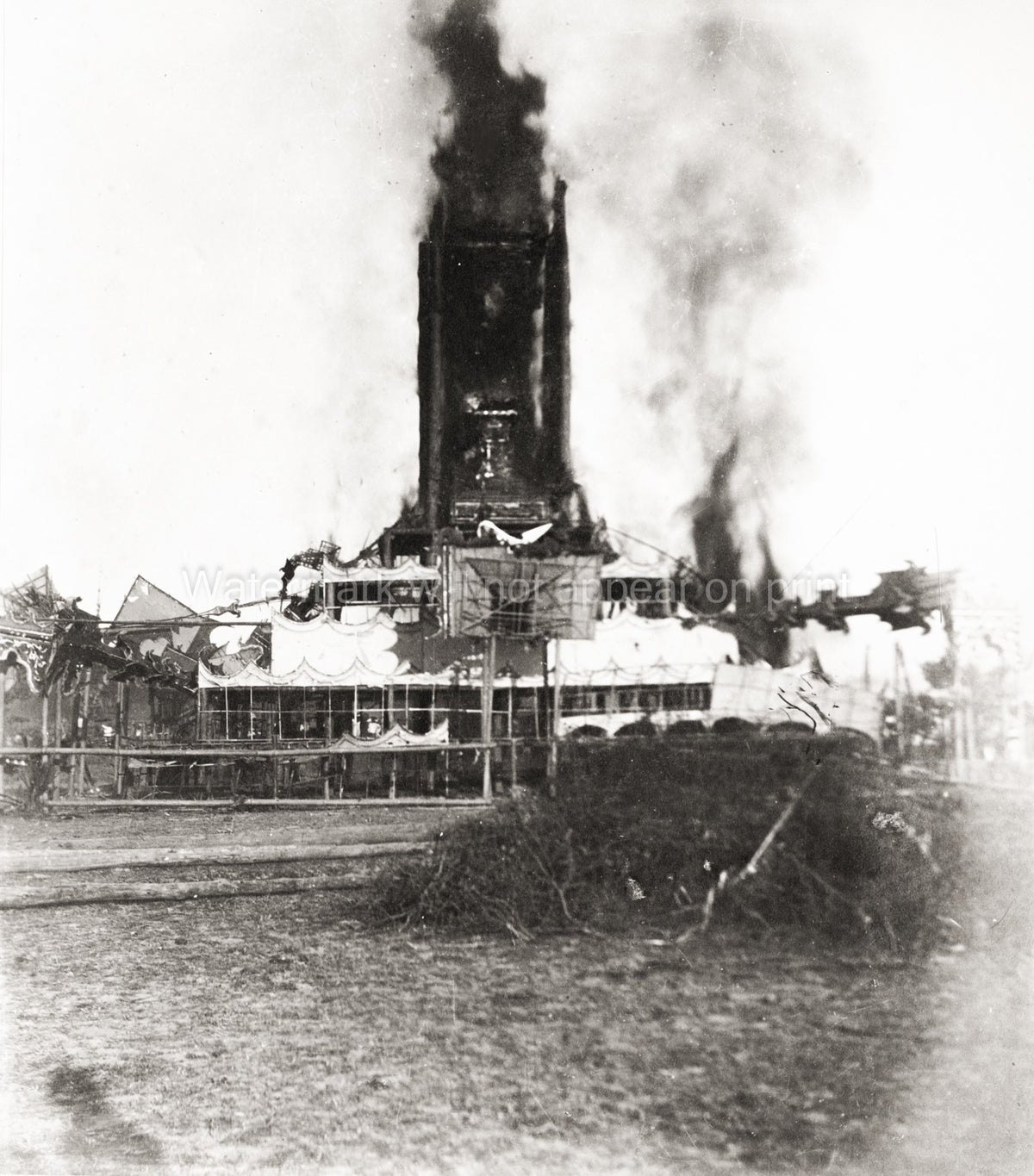 Burmese Buddhist Monk Cremation Pongyi Funeral Pyre Ceremony Vtg. Photo 19thC.