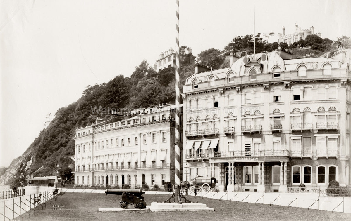Torbay Hotel South Devon England Seaside Promenade Cannon Vtg. Photo 19thC.