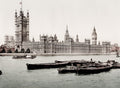 London Palace Westminster Houses Parliament River Thames Boats Vtg. Photo 19thC.