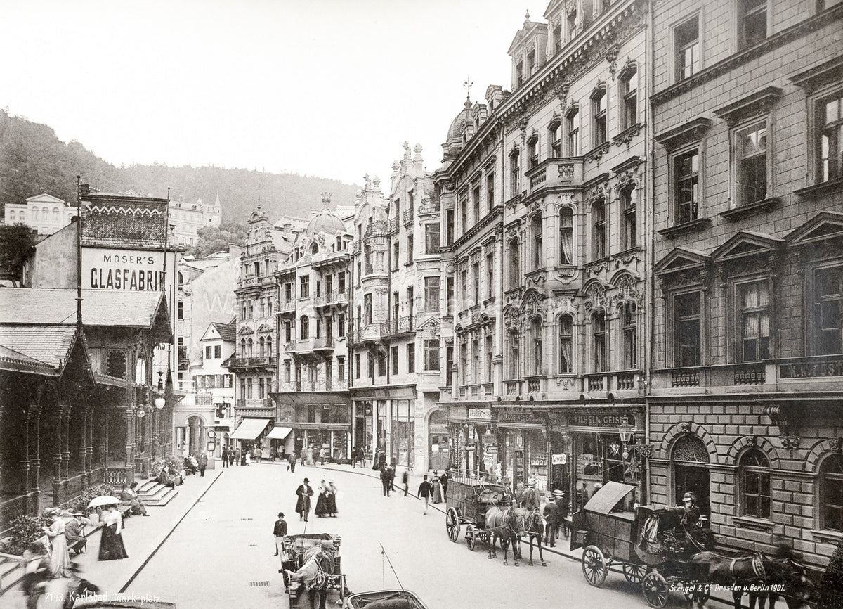Karlovy Vary Karlsbad Czech Republic Street Scene Architecture Vtg. Photo 19thC.