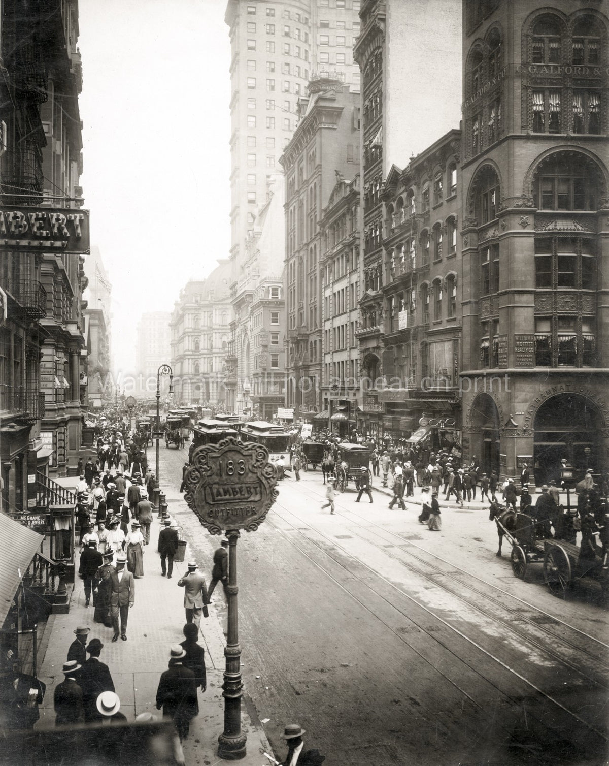 Manhattan New York City Street Scene Traffic Carriages Vtg. Photo 20thC.