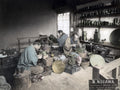 Kyoto Japan Bronze Workshop Craftsmen Artisans Metalwork Tools Vtg. Photo 19thC.