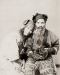 Japan Ainu Indigenous Couple Traditional Clothing Hokkaido Vtg. Photo 19thC.