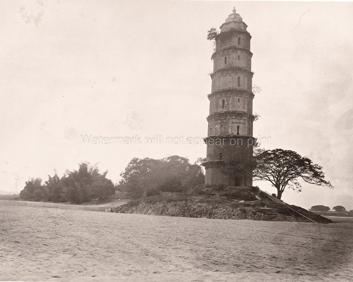 Swatow Shantou China Pagoda Tower Architecture Landscape Vtg. Photo 19thC.