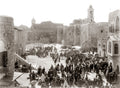 Bethlehem Palestine Market Place Manger Square Crowd Camels Vtg. Photo 19thC.