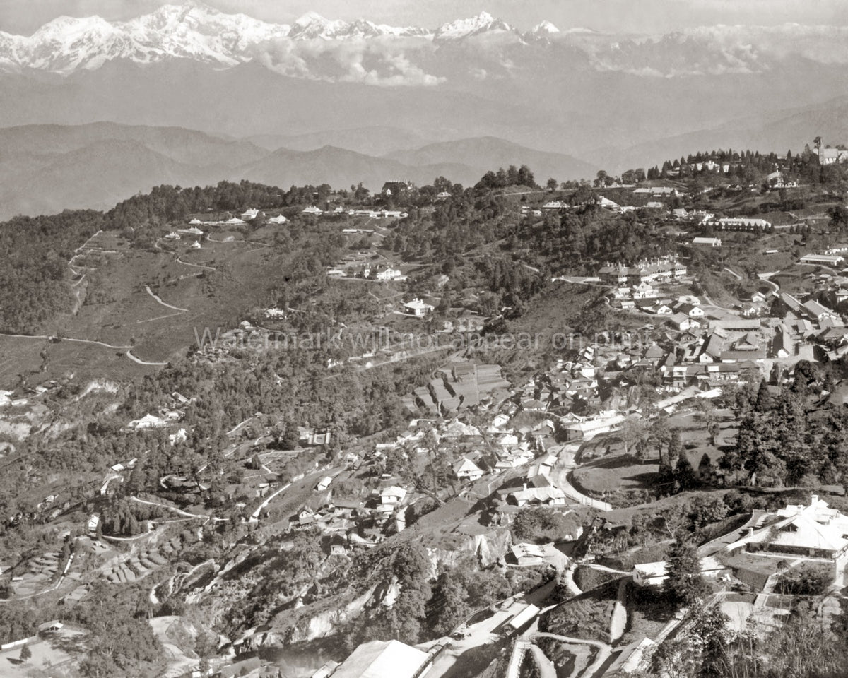 Darjeeling India Himalayas Mountain View Townscape Landscape Vtg. Photo 19thC.