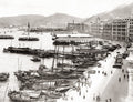 Hong Kong Waterfront Harbour Boats Junks Ferries Cityscape Vtg. Photo 19thC.