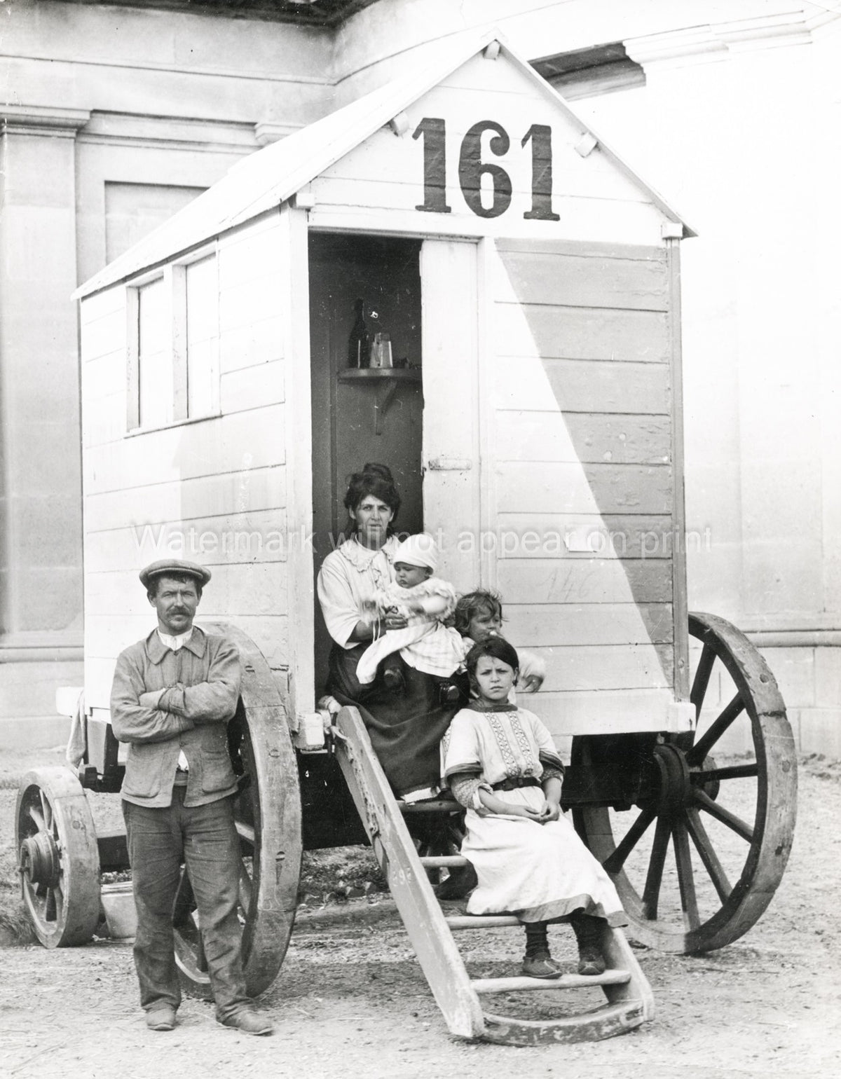 Ostend Belgium WW1 Refugee Family Living Bathing Machine Hut Vtg. Photo