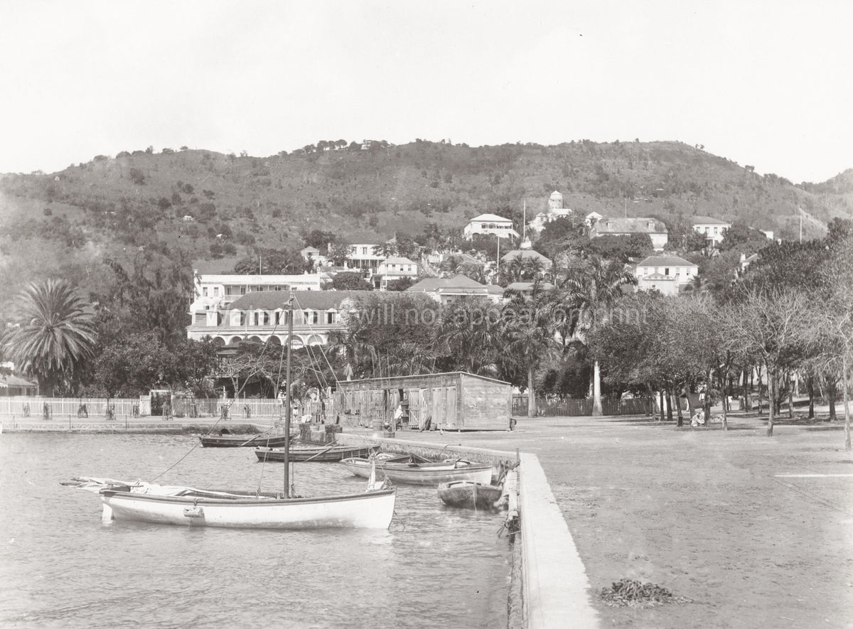 Charlotte Amelia St. Thomas Landing Stage Harbor Boats Vtg. Photo 19thC.