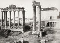 Temple Of Saturn Roman Forum Rome Italy Ancient Ruins Columns Vtg. Photo 19thC.