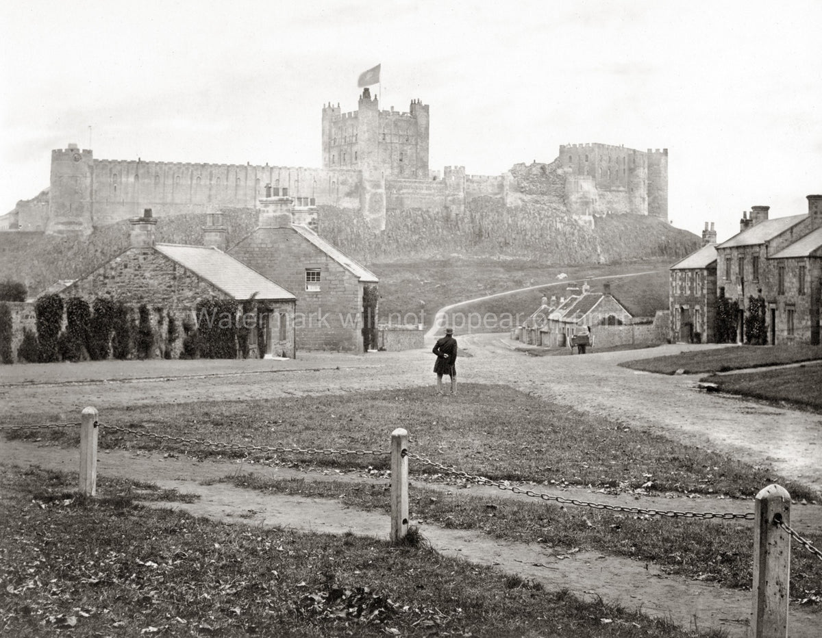 Bamborough Castle Northumberland England Fortress Village Vtg. Photo 19thC.