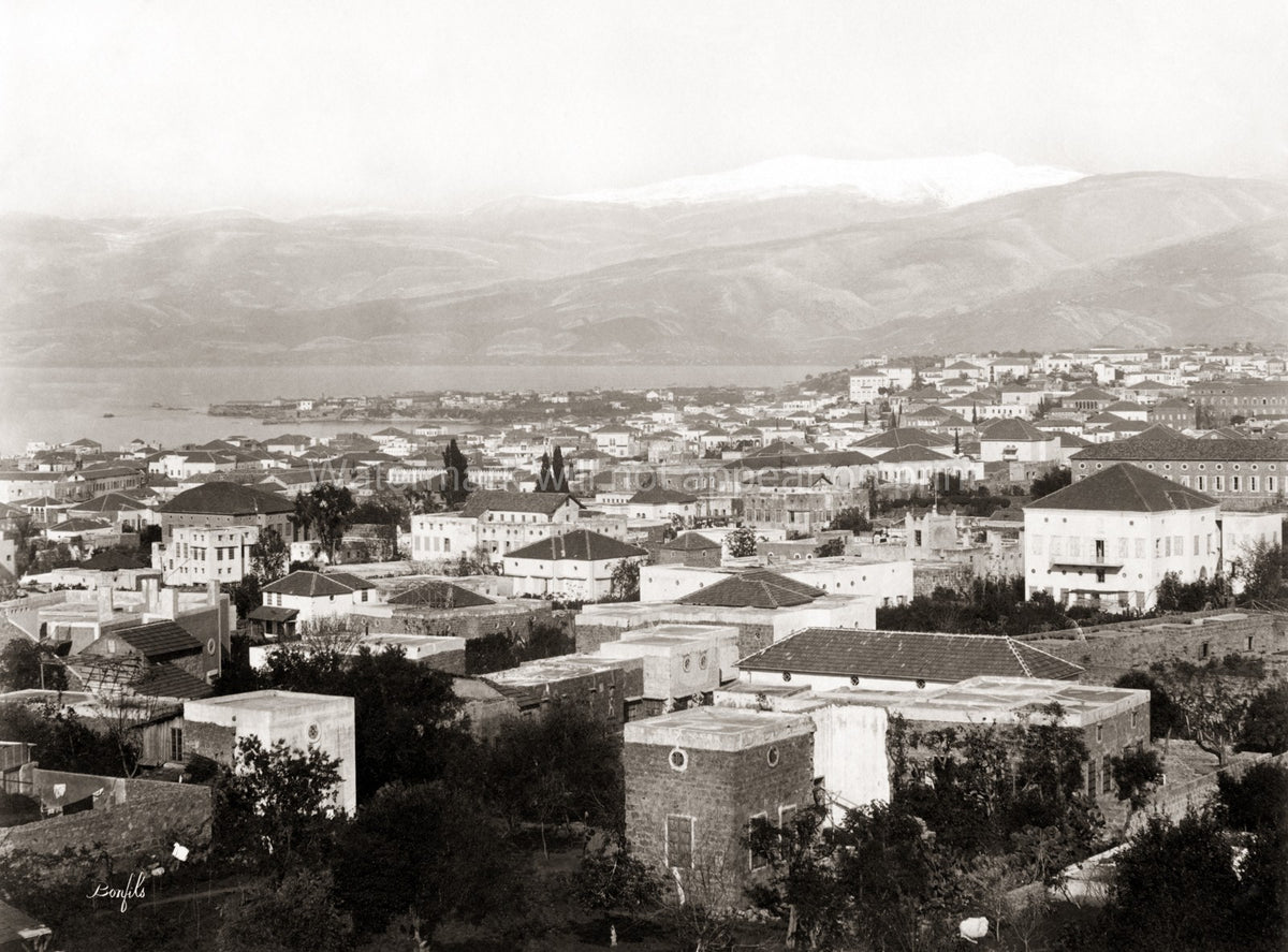 Beirut Lebanon Panoramic Cityscape Seascape Mountains Vtg. Photo 19thC.