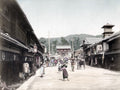 Japan Street Scene Daily Life Temple Gate Rickshaw Kimono Vtg. Photo 19thC.