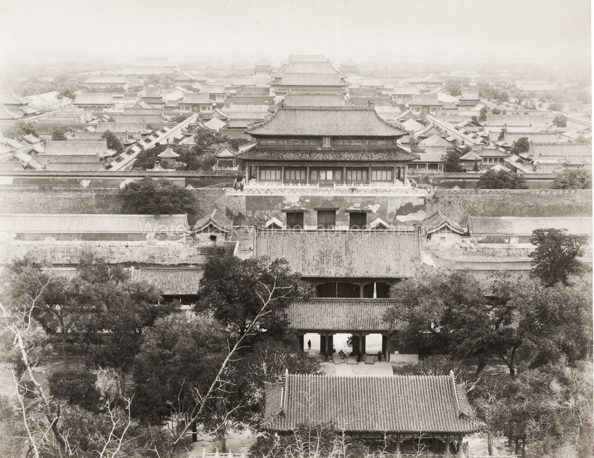 Beijing Imperial Palace Forbidden City Panorama Architecture Vtg. Photo 19thC.