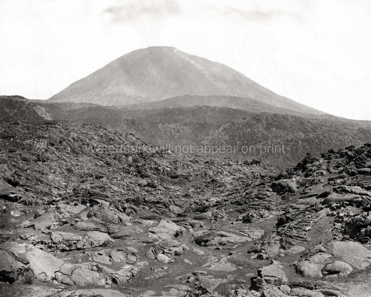 Mount Vesuvius Italy Volcano Lava Field Funicular Railway Vtg. Photo 19thC.