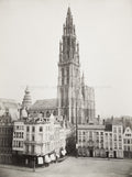 Antwerp Belgium Cathedral Cityscape Gothic Architecture Spire Vtg. Photo 19thC.