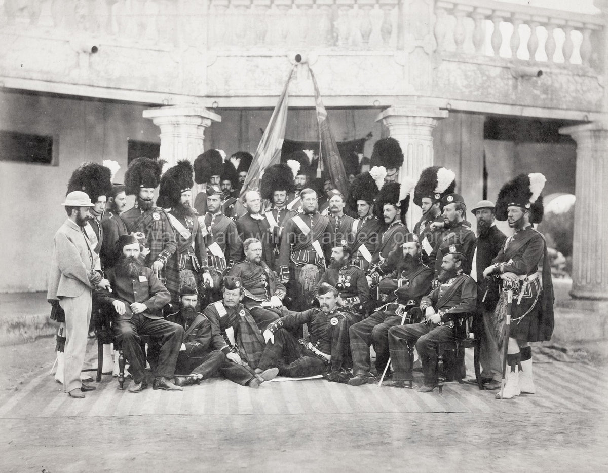 British Army India 79th Highlanders Soldiers Uniforms Kilts Vtg. Photo 19thC.