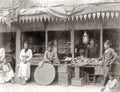 Jerusalem Palestine Vegetable Stall Market Merchants Men Fez Vtg. Photo 19thC.