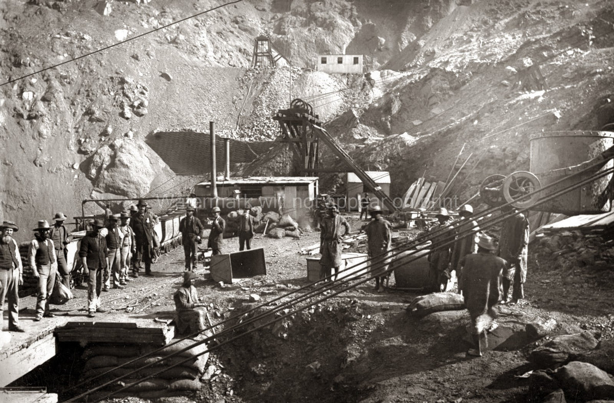 Kimberley South Africa Diamond Mine Workers Machinery Quarry Vtg. Photo 19thC.