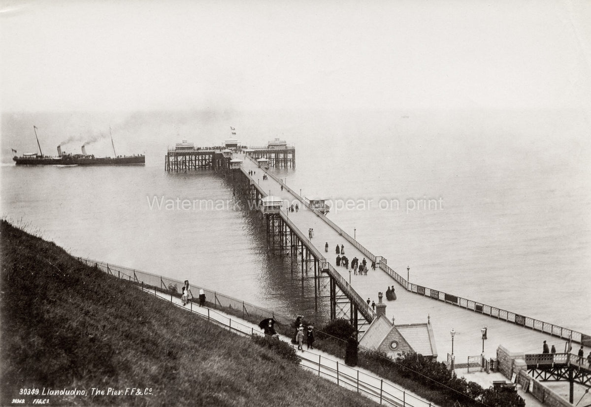 Pier Llandudno North Wales Seaside Resort Steamship Vtg. Photo 19thC.