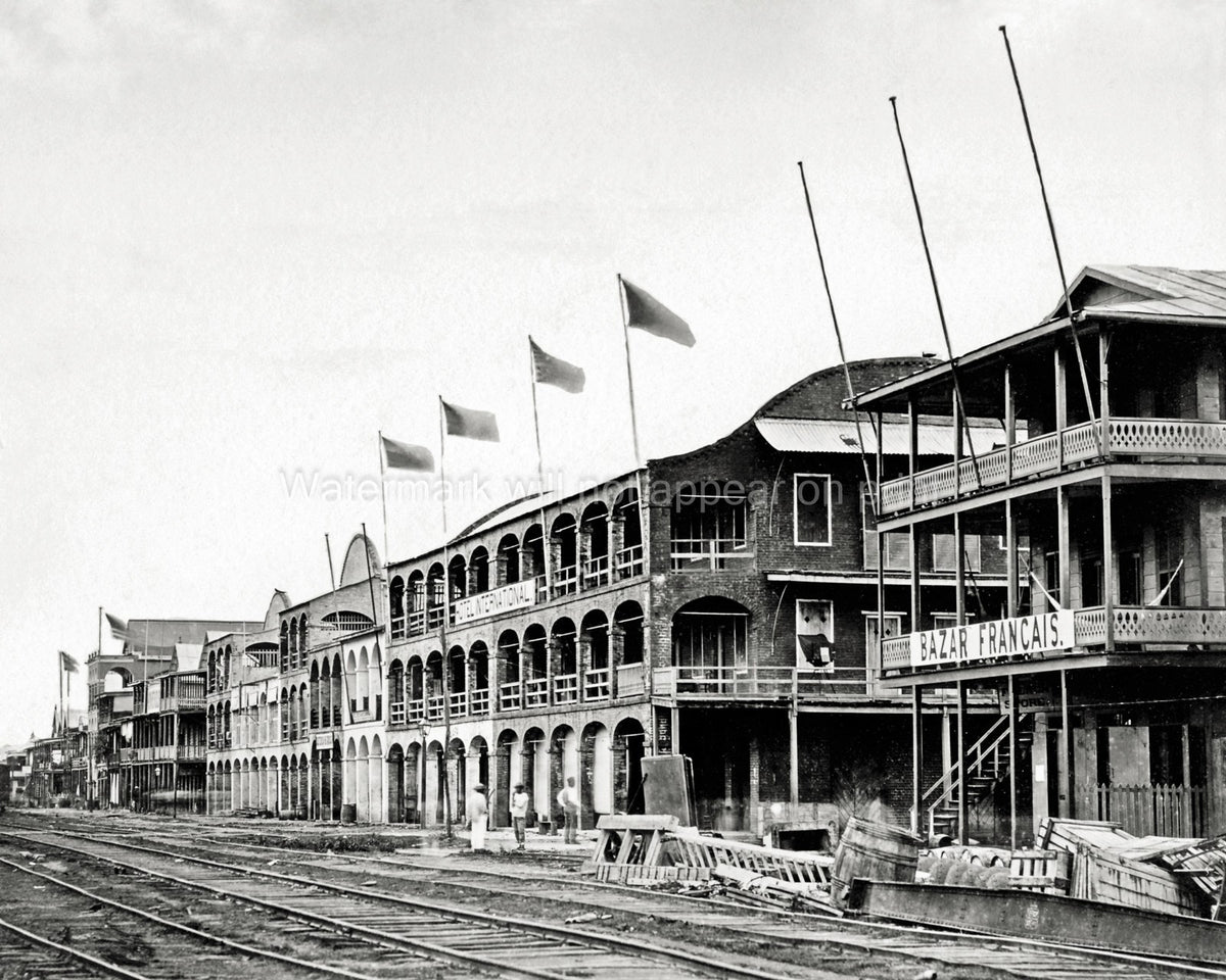 Guayaquil Ecuador South America Railroad Tracks Hotel Vtg. Photo 19thC.