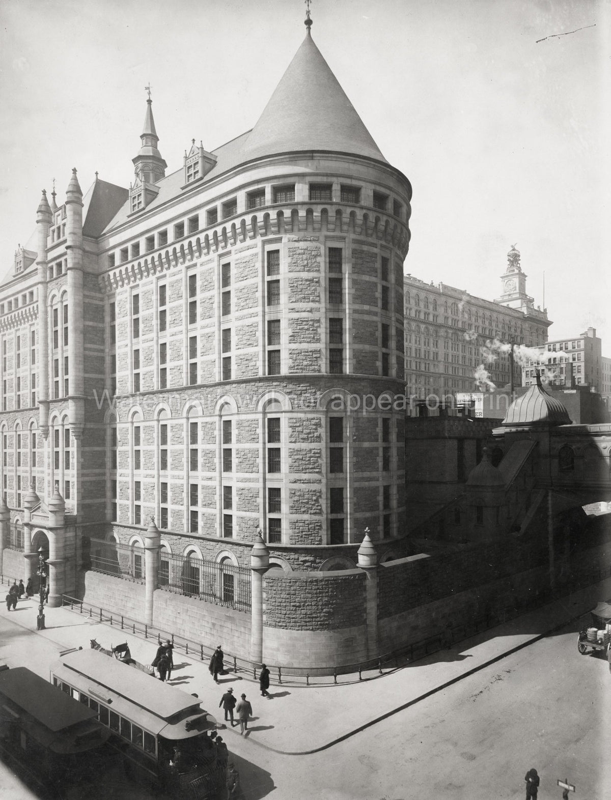 New York City Prison Tombs Architecture Street Scene Vtg. Photo 20thC.