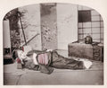 Young Japanese Woman Sleeping Geisha Kimono Tatami Mat Room Vtg. Photo 19thC.