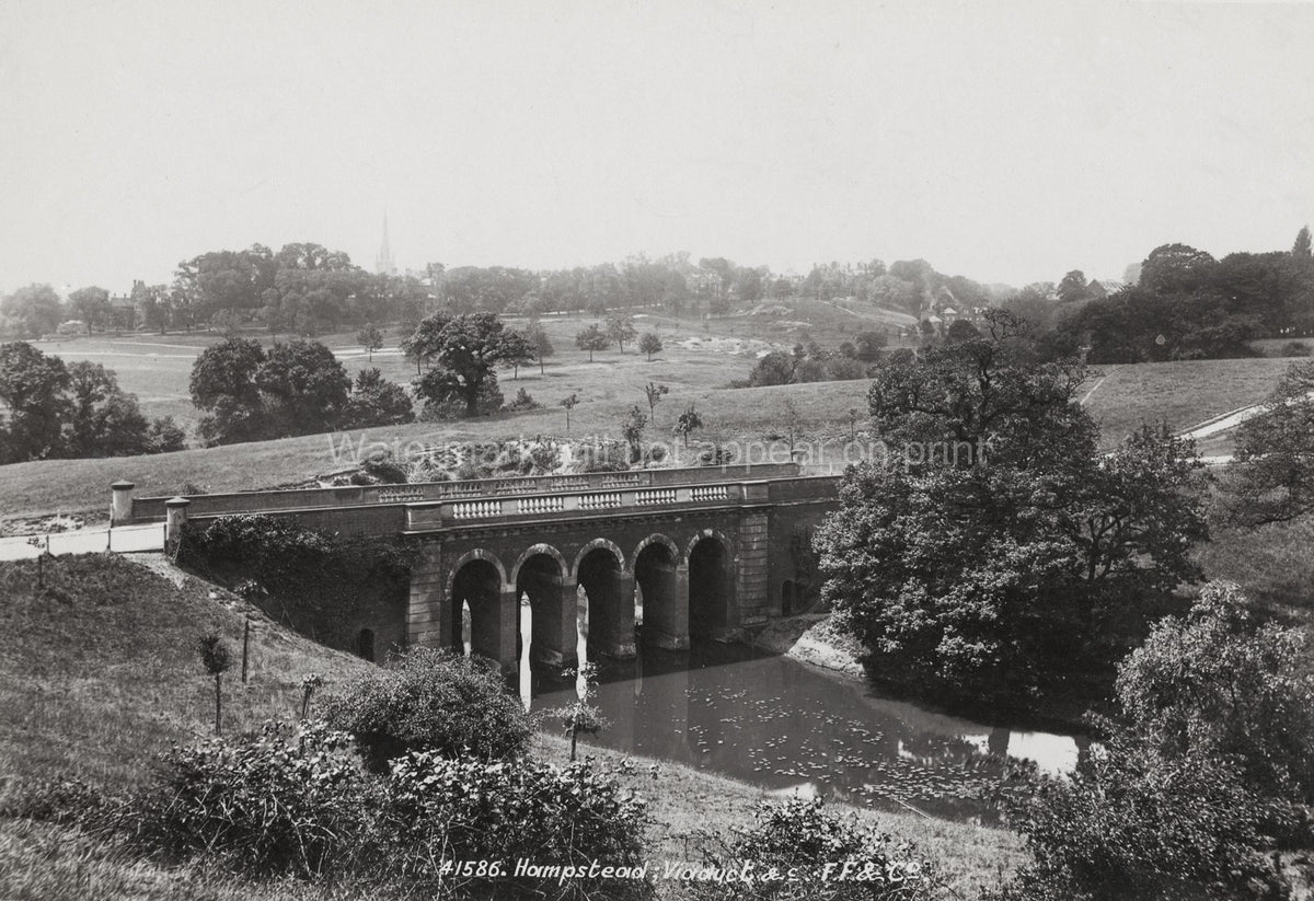 London Hampstead Heath Viaduct Bridge Park Landscape Arches Vtg. Photo 19thC.