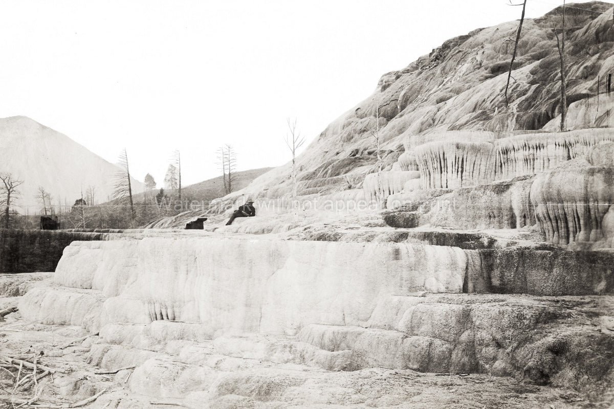 Pulpit Terraces Yellowstone National Park USA Geology Vtg. Photo 19thC.