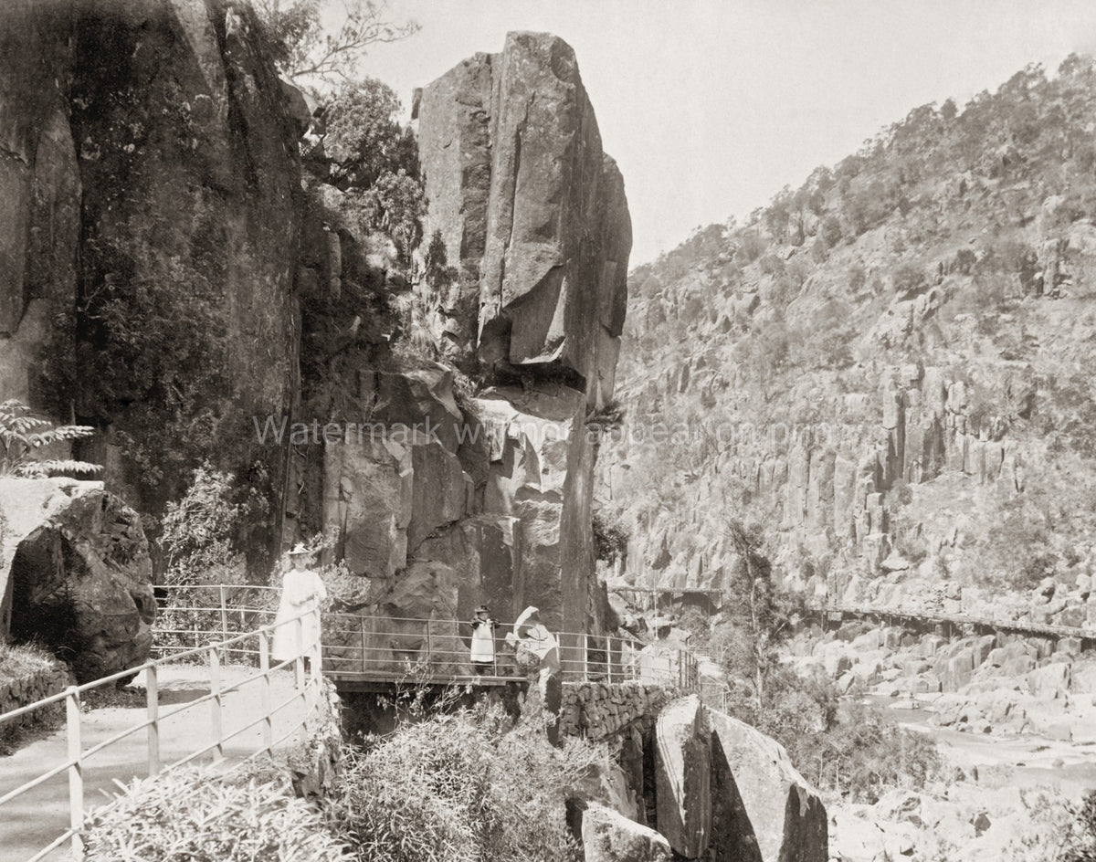 Cataract Gorge Launceston Tasmania Australia Rocky Landscape Vtg. Photo 19thC.