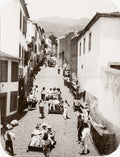 Portugal Madeira Sledges Toboggan Ride Cobblestone Street Vtg. Photo 19thC.