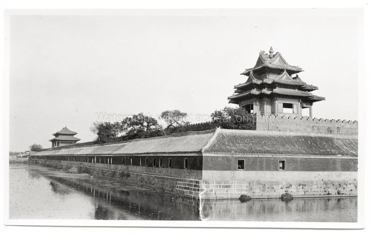 Beijing Imperial Palace Moat Walls Corner Tower Architecture Vtg. Photo 20thC.