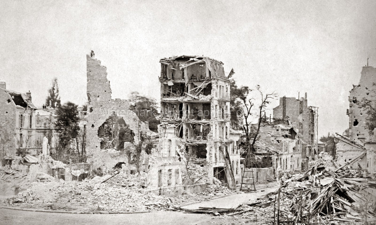 Paris Rue Royale Ruins Commune Destruction Damaged Vtg. Photo 19thC.