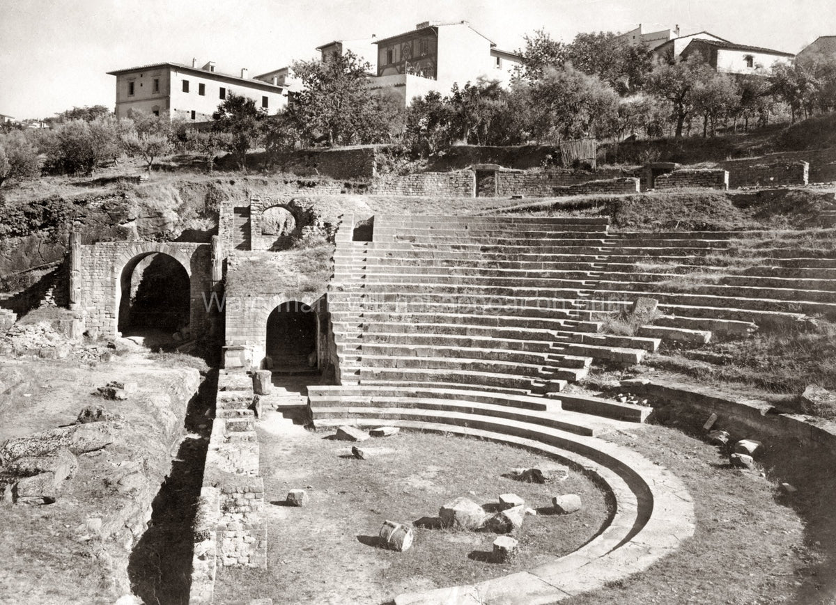 Roman Theatre Fiesole Italy Ruins Amphitheater Archaeology Vtg. Photo 19thC.