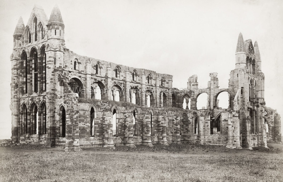 Whitby Abbey Yorkshire Gothic Ruins Monastery Architecture Vtg. Photo 19thC.