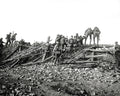 Baupaume Battlefield Soldiers Advancing Rubble WW1 Vtg. Photo